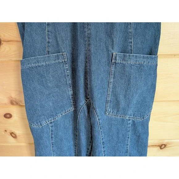 We The Free High Roller Denim Overalls Womens M Boho Relaxed Comfy Jumpsuit Cute - Picture 3 of 12